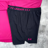 Under Armour Tech set Pink / Black - 1/2 zip and shorts