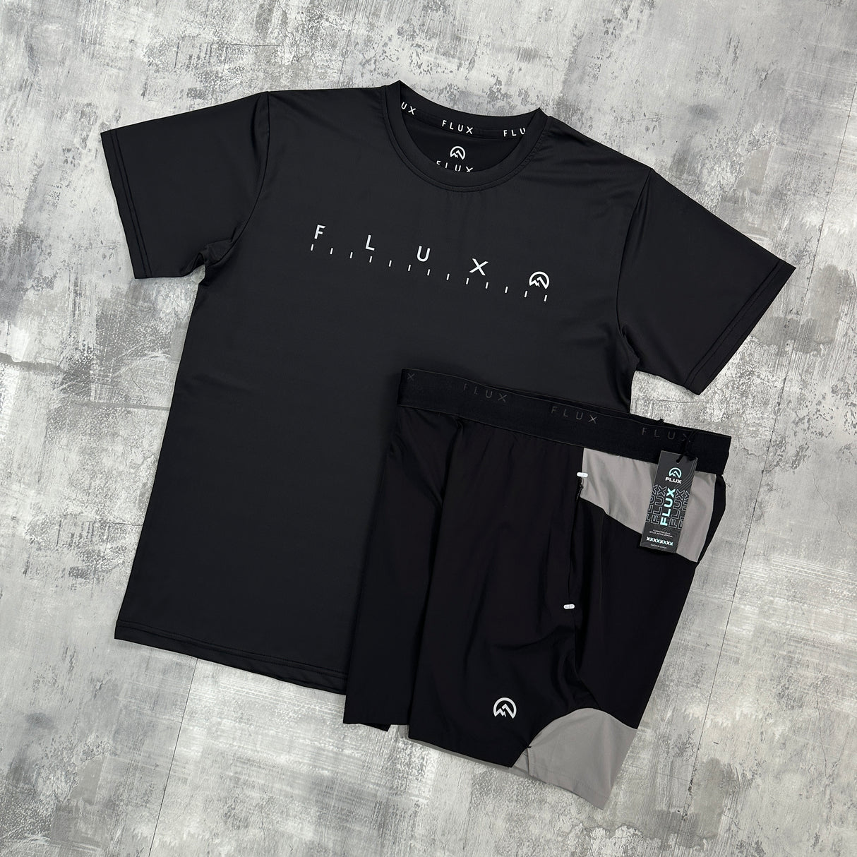 Flux Graphic Logo T-Shirt and Shorts Set - Black