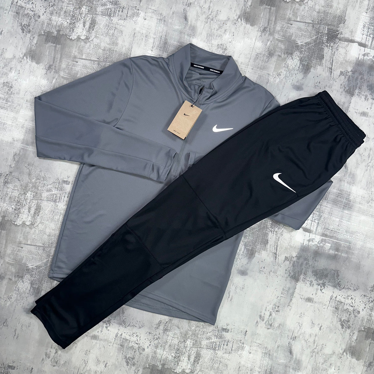 Nike Dri Fit Pacer set Smoke Grey 1 2 zip trousers S S