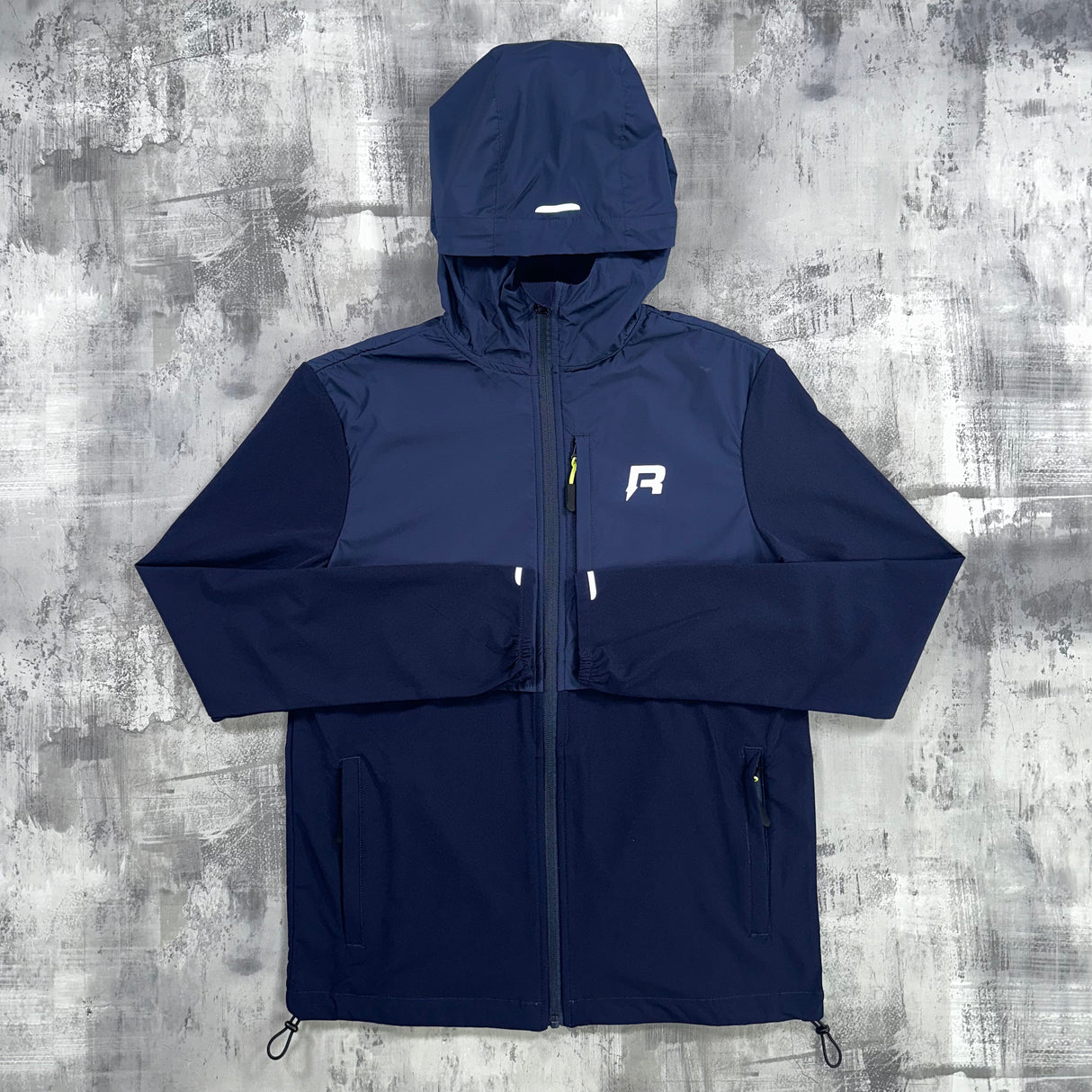 Reprimo Summit Panelled Windbreaker Dark Navy / Navy / Electric Lime