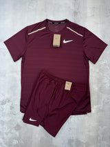 Nike Miler set Burgundy - t-shirt and shorts