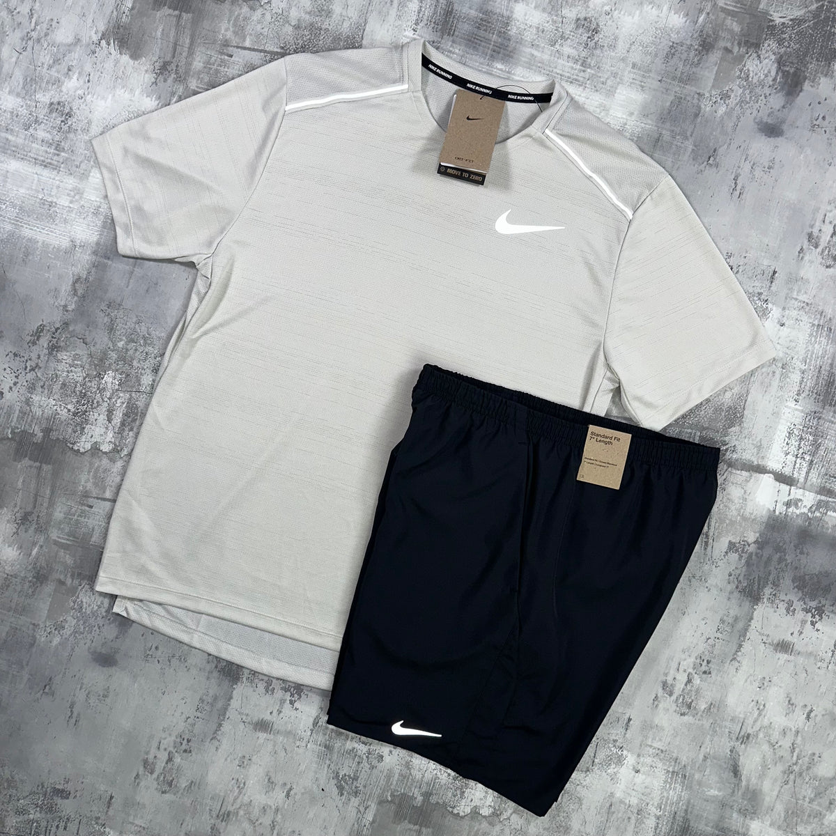 Nike Miler T-Shirt/ Shorts Set Grey – StockUK